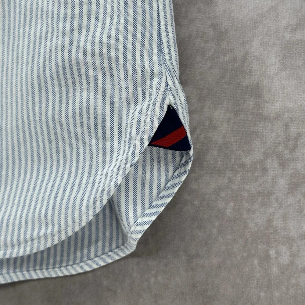 Vintage Ralph Lauren 2XL Classic Fit Blue White Stripe Polo Horse Shirt